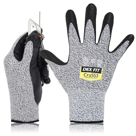 Level 5 Cut Resistant Gloves, 3D-Comfort Fit, Firm Grip, Lightweight, Durable, Grey, Size M 8, 3PK